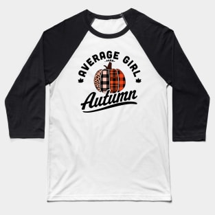 Average Girl Autumn - Fall Season - Leopard Plaid Pumpkin Baseball T-Shirt